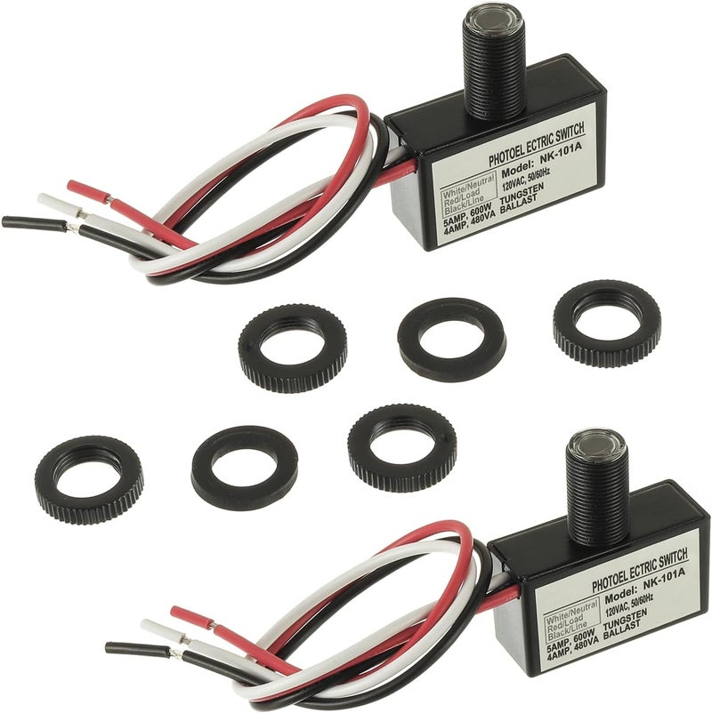 JAMHER 2 Pack 105V-130V AC Photocell Light Sensor Light Control Sensor Button Switch Dusk to Dawn Sensor for Outdoor Lighting Photoelectric Switch with Automatic Illumination Detection Circuit - Image 1